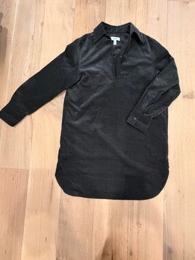 COS Dark Olive Green Corduroy Shirt Dress Midi Button Front Size Small